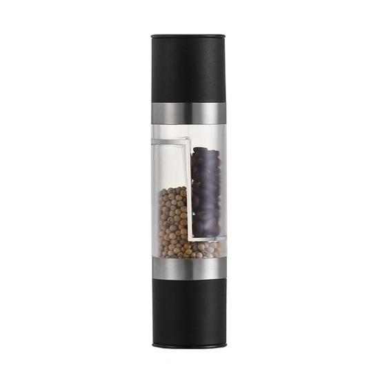 

Salt And Pepper Spice Grinder Coarseness Transparent Spice Mill 2 Compartments Adjustable Grinder Double-Sided чорний