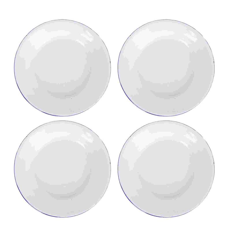 4 Pcs Serving Enamel Dish Set White Platters Enamelware Dishes Vegetarian Diet Dinner Plates