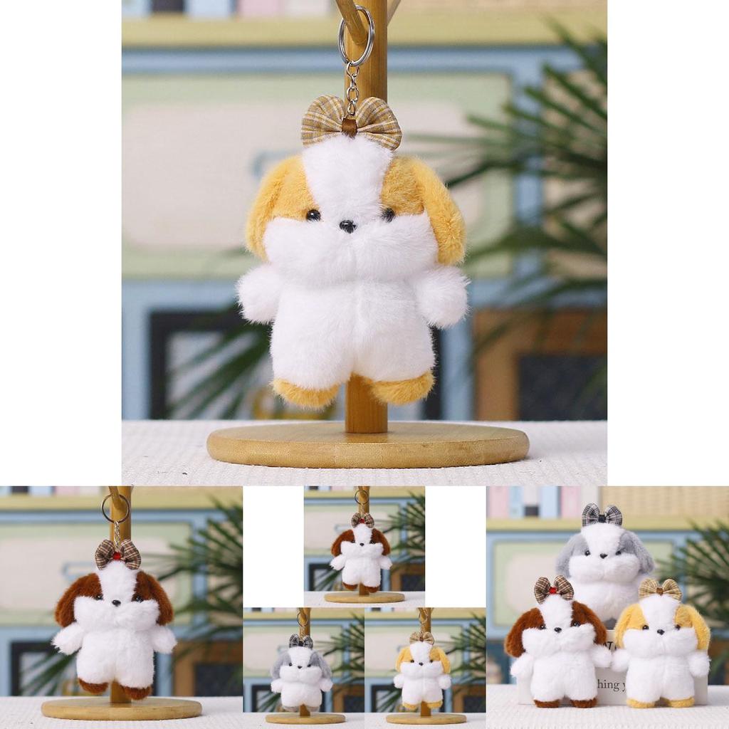 Plush Dog Charm Toy With Cartoon Bow For Wedding Decor And Gift Use