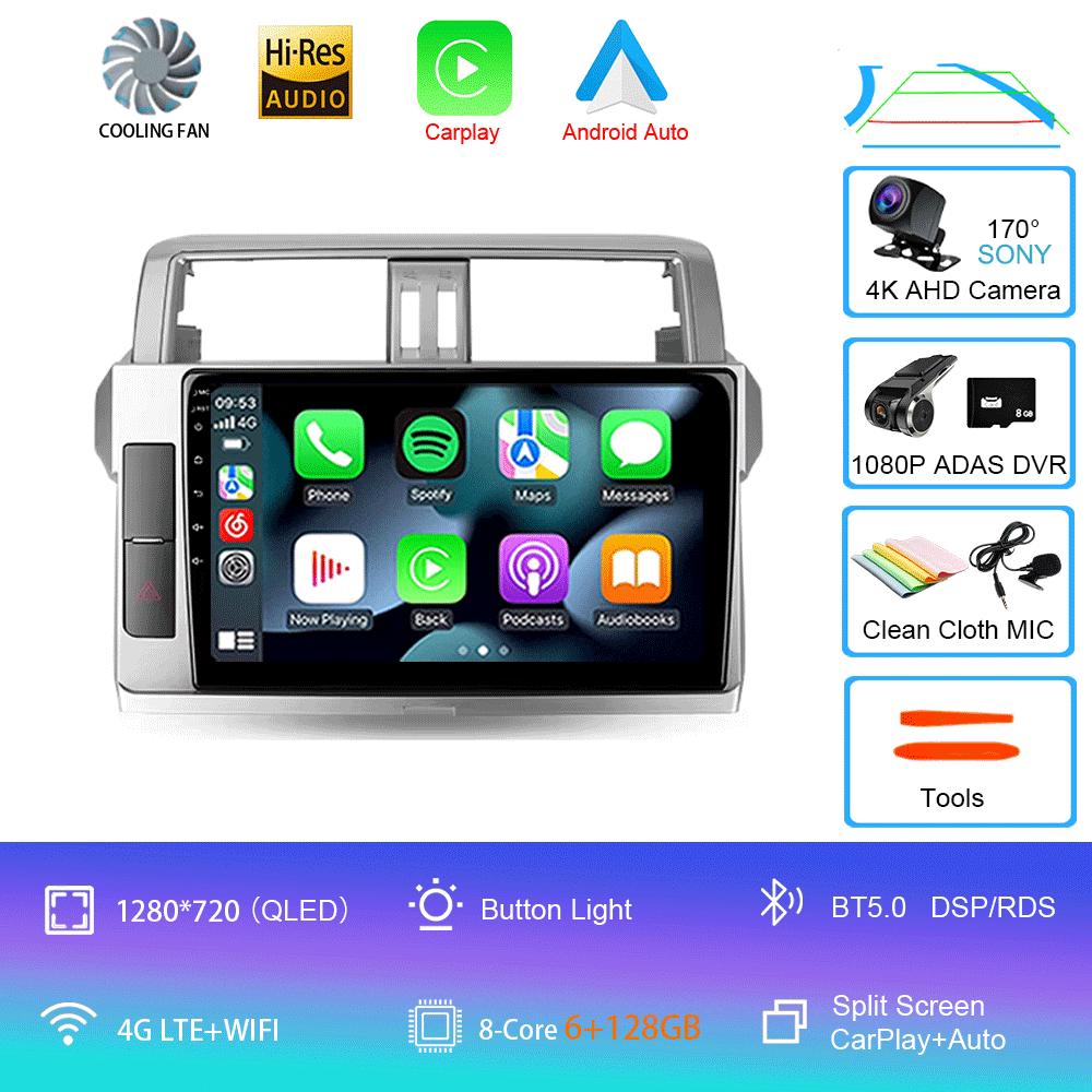 For Toyota Land Cruiser Prado 150 2013 2014 - 2017 Car Radio Android 14 Navigation Multimedia Player GPS WiFi+4G Video Carplay