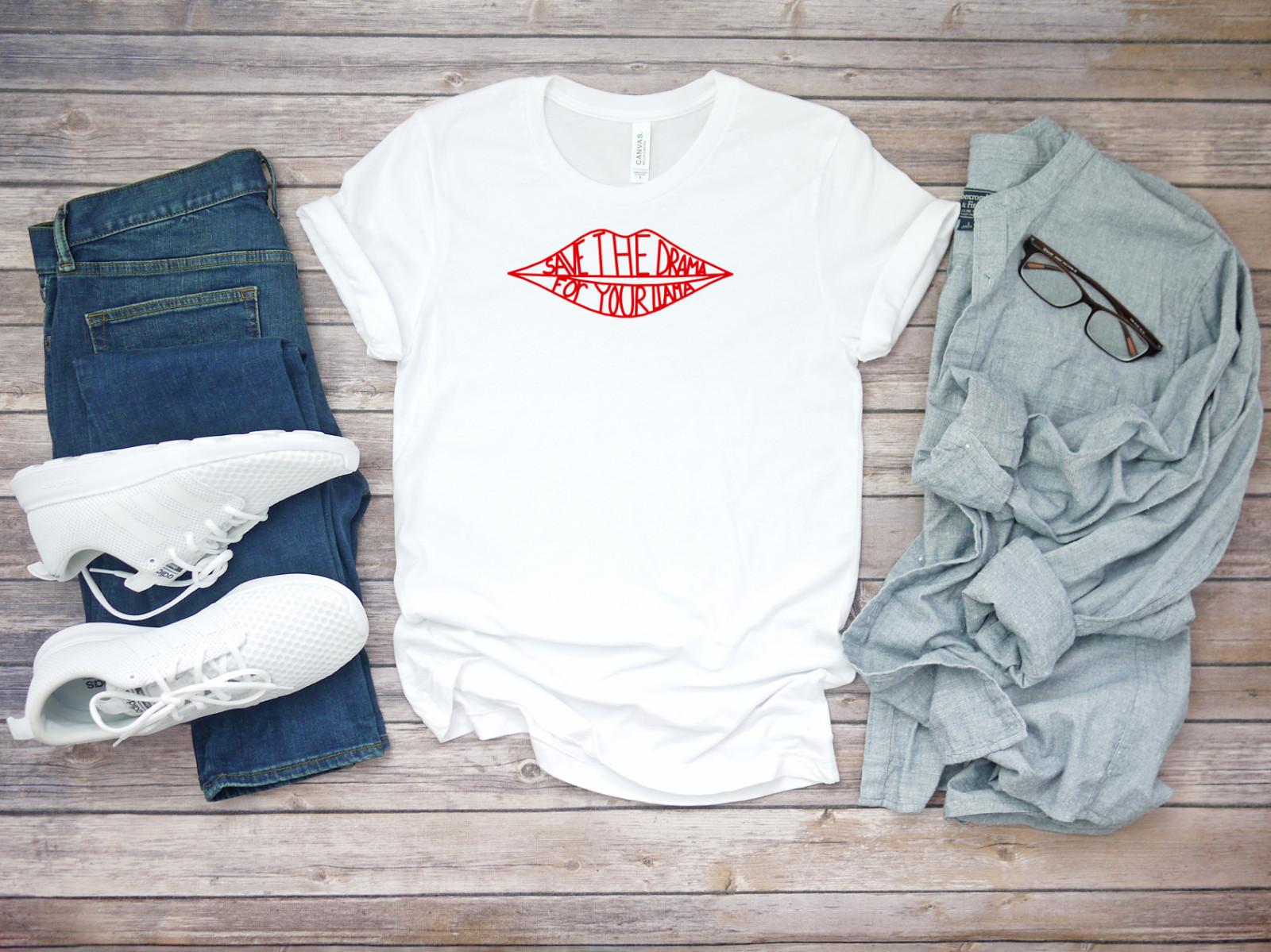 Save the drama for your mama Short Sleeve White Men T-shirt K576 S