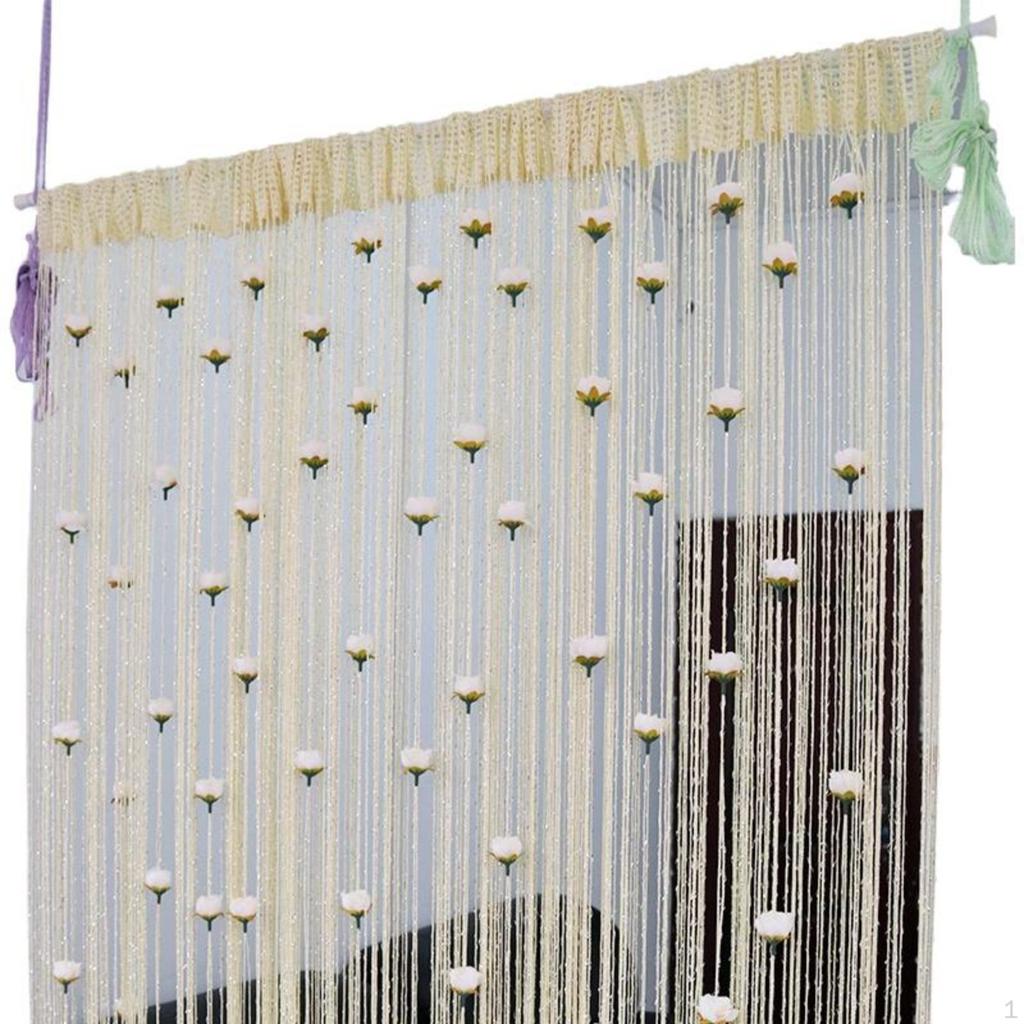 String Curtain, Floral Door Divider, Room Decor, Privacy Tassel, Decorative Polyester Rose Red