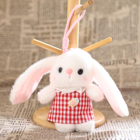 Cute Fluffy Bunny with Tulip Plush Keychain, Small Stuffed Animal Pendant for Bag Backpack Purse, Soft Rabbit Key Ring Charm, Gift for Girls