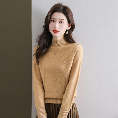 Women's 100% Pure Wool Half-High Collar Sweater