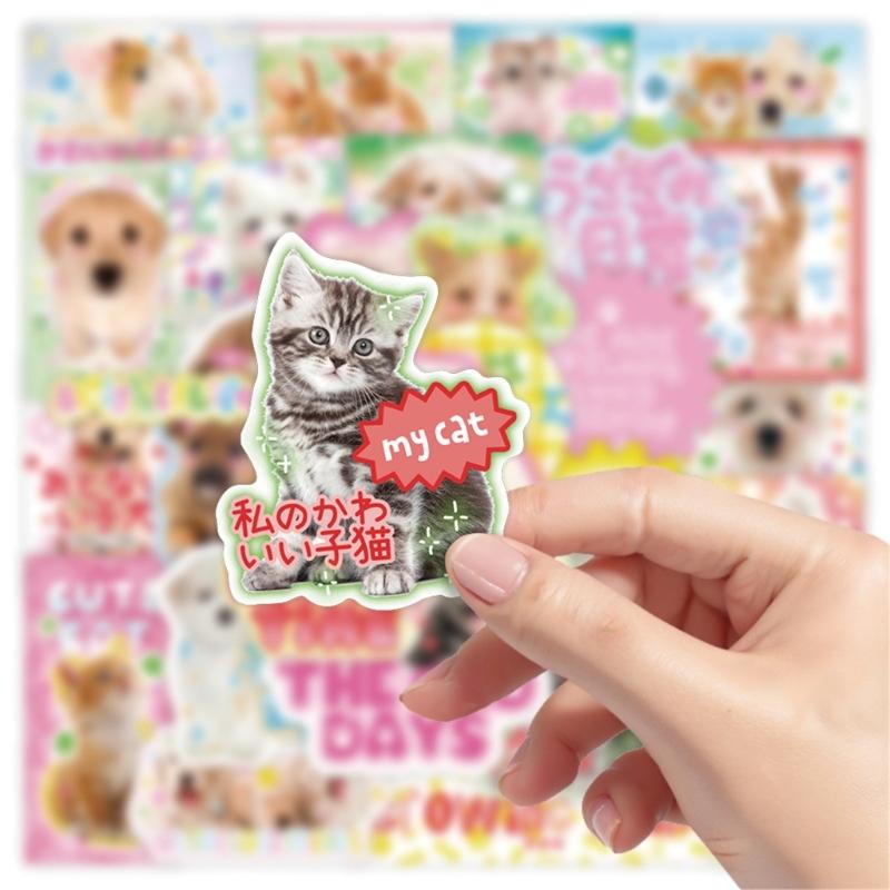 40Counts Dog Cats Sticker Animal Aesthetic Sticker for Laptop Scrapbook Journal Phone Case Skateboard Luggage Wrapping