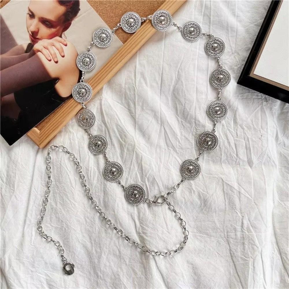 Retro Women's Waist Chain Hollow Out Design Carved Chain Belt Women's Fashion Accessories