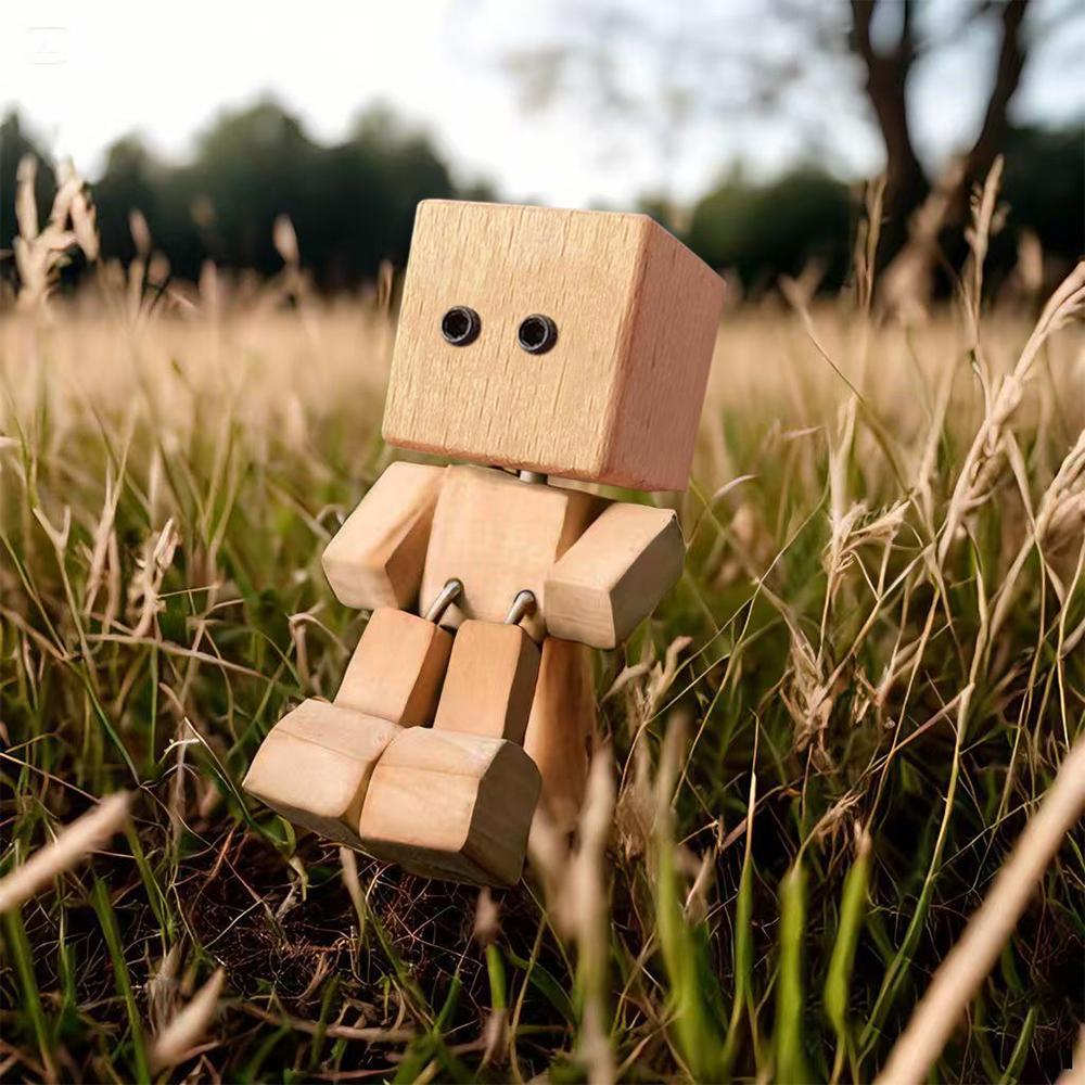 Creative Shaking Wooden Man Figurine Decoration Small Ornaments Leg-swinging Robot Figurine Cute Wood Man Home Car Deco Gifts