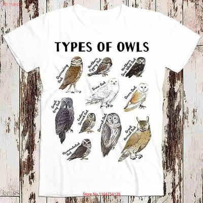 Types of Owls Birds Nature Meme Cute Owl Lover T Shirt 8661 Vintage Washed Casual Designer Clothes Versatile Slightly Unisex