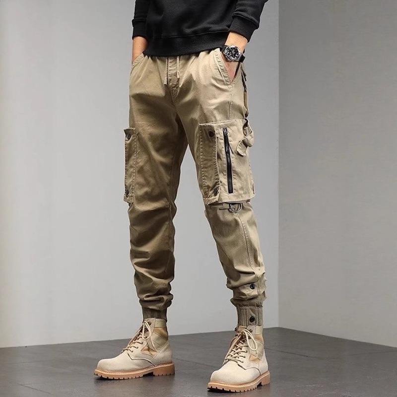 Autumn New Large Pocket Casual Pants Men's Trendy Brand Outdoor Loose Elastic Pants