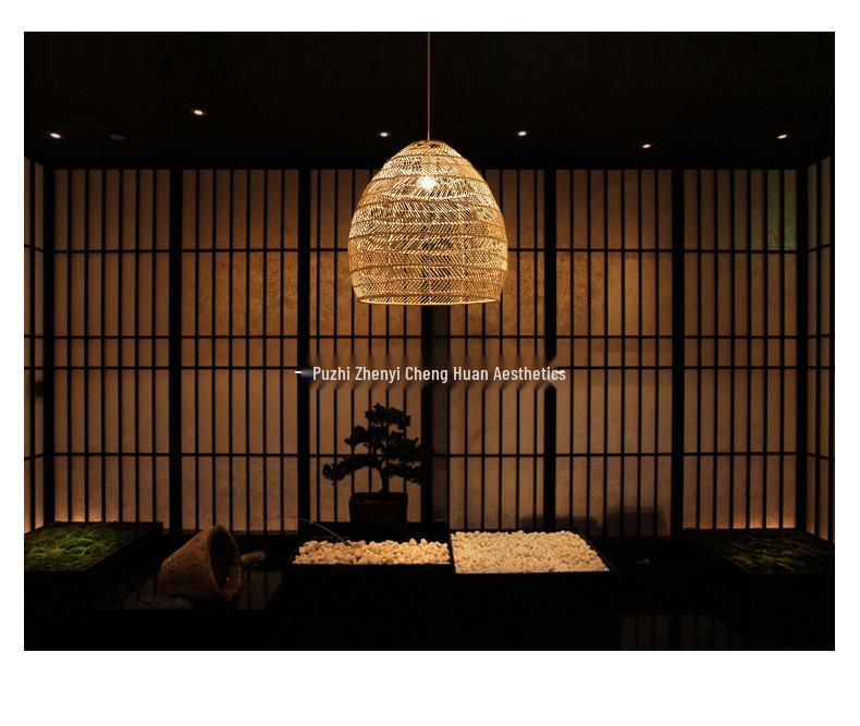 Japanese Rattan Pendant Light for Restaurant, Bar, Bedroom, Study, Tea Room, or Tatami Homestay