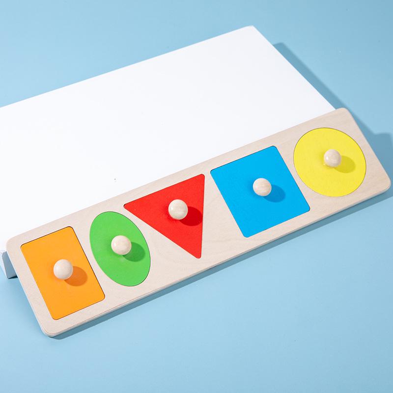 Children's Montessori Wooden Geometric Shape Puzzle and Color Matching Blocks Toy