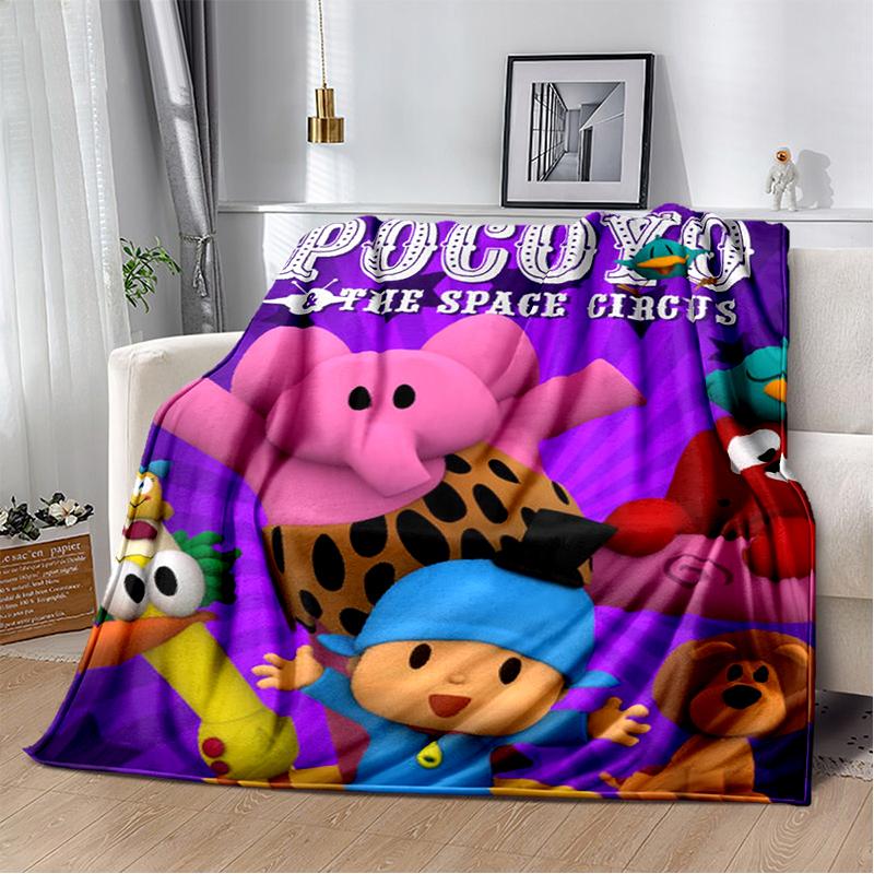 Coperta Cartone Animato 3D Divertente P-Pocoyo Elly Pato, Morbida Coperta da Lancio per Casa Camera da Letto Letto Divano Picnic Viaggio Ufficio Copertura Regalo per Bambini