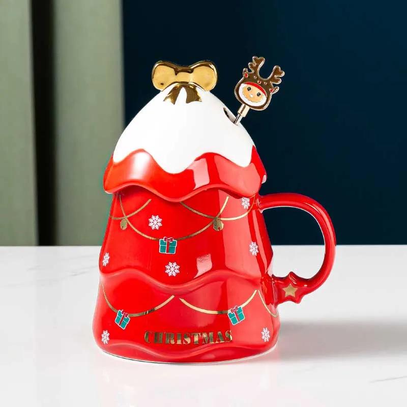 450 ml Leuke Kerst Koffie Mok Met Lepel Keramische Astronaut Vorm Melk Koffie Cup Festival Dárek Kerstman Thee Cup Nordic Mok