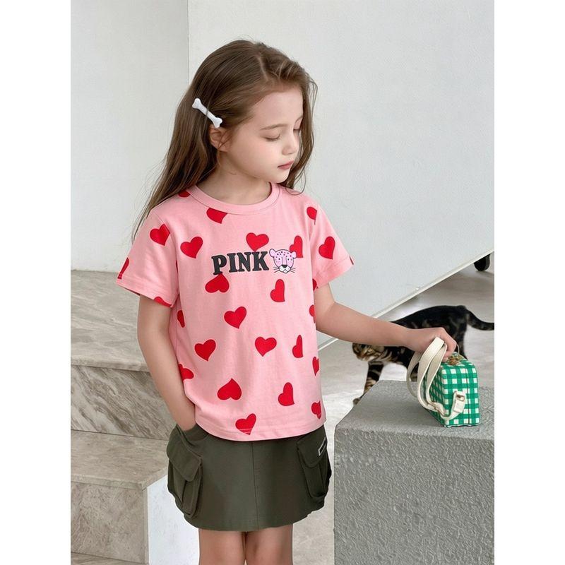 Children's Pure Cotton Printed Short-Sleeved T-Shirt 2026 Summer New Style Kidsren's Clothing Korean Style Girls Cartoon Tops Baby Clothes