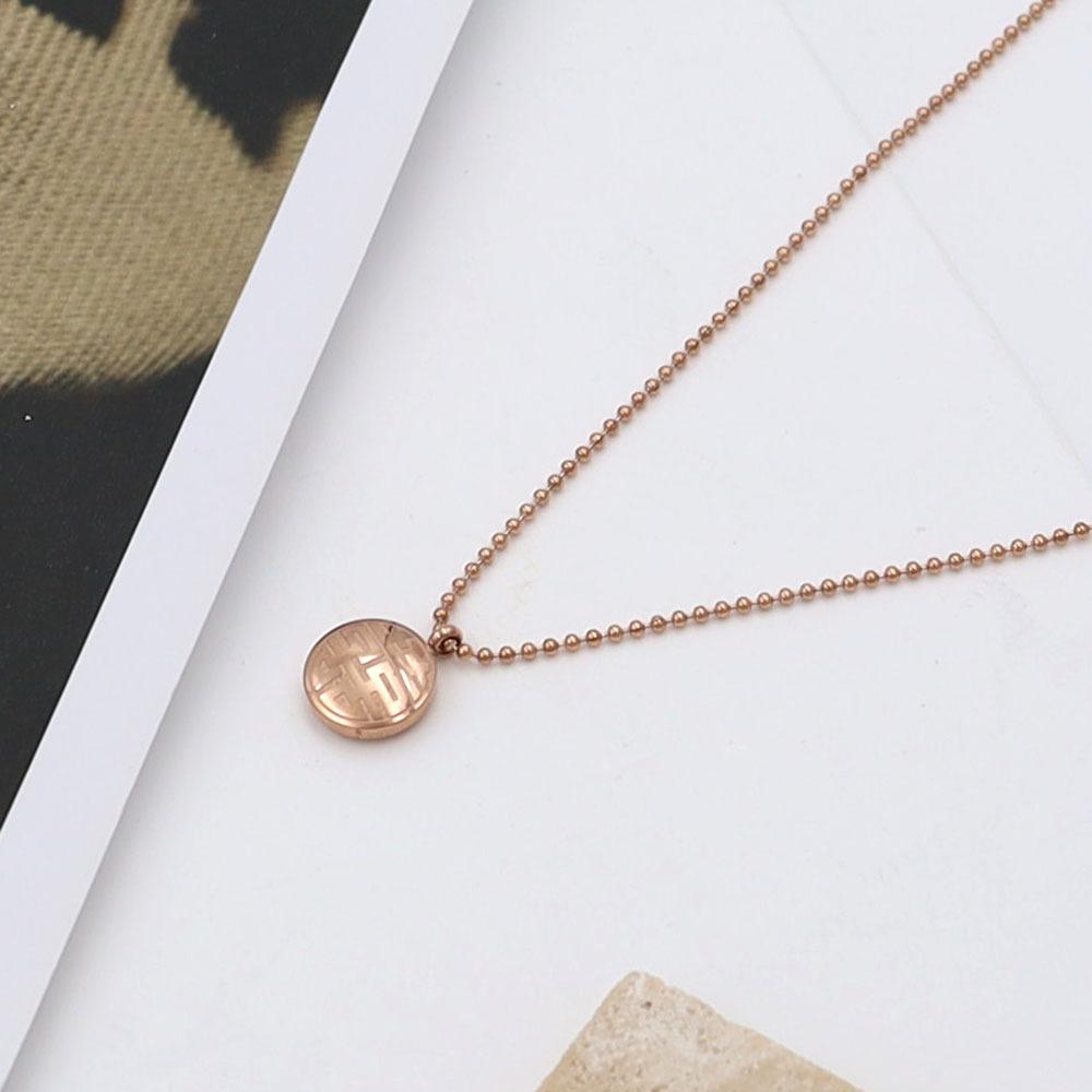 Rose Gold Titanium Steel Jewelry Necklace Female Niche Design Double-Sided Three-Dimensional Blessing Pendant Collarbone Chain Versatile
