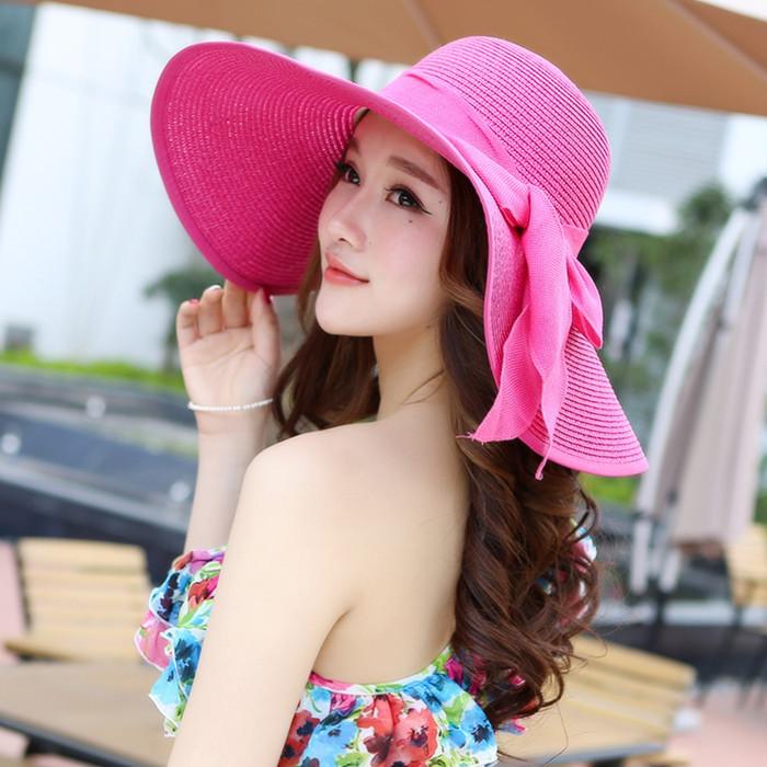 Beach hat shade summer straw hat big edge hat children foldable sun hat travel seaside versatile vacation