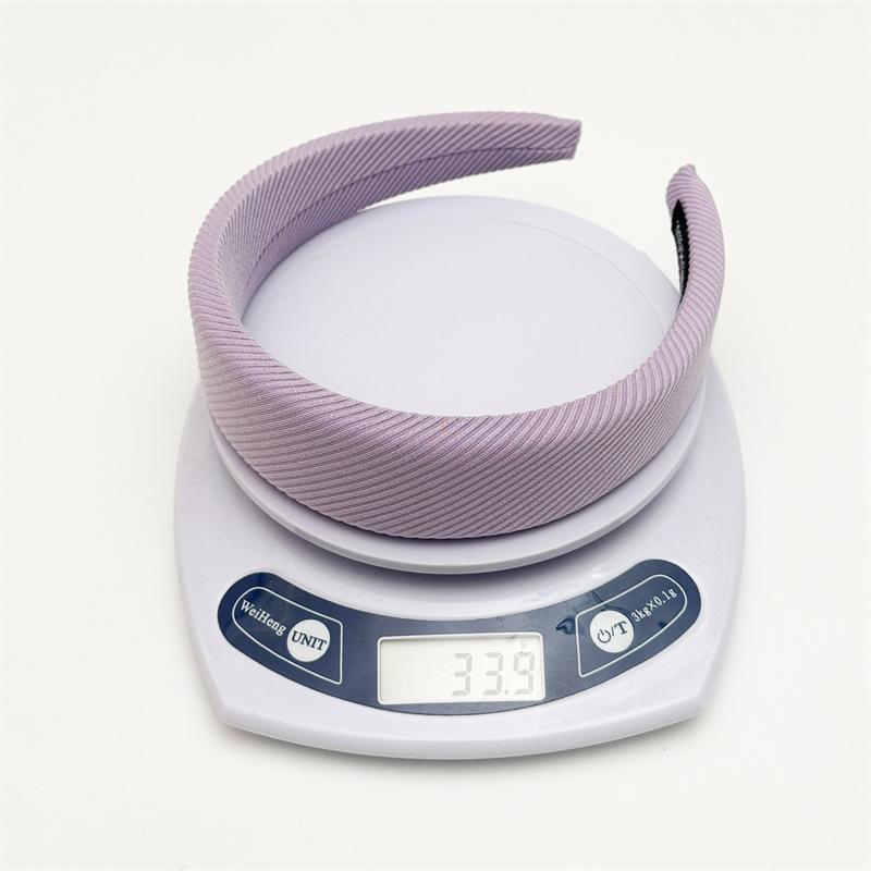 Embossed Diagonal Texture Headband Sweet Macaron Color Hair Hoop Wide Thick Spongy Hairband For Elegant Women Daily Styling