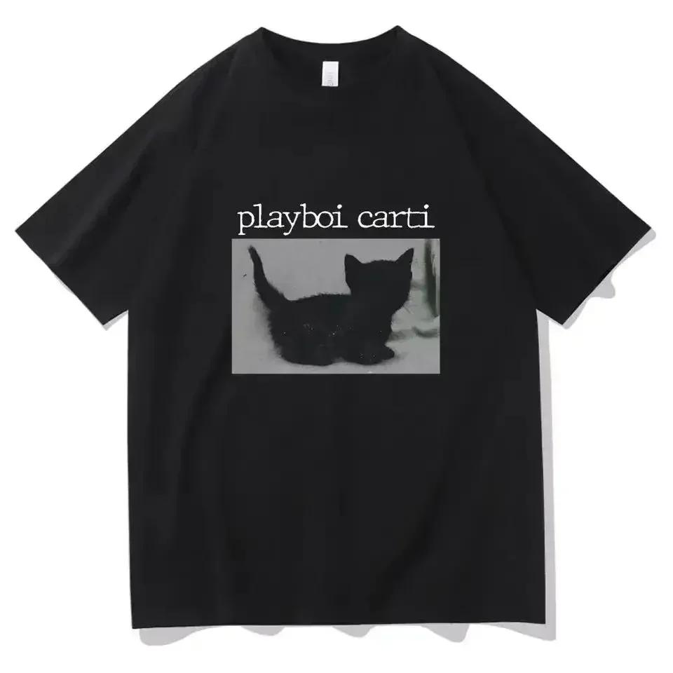 Playboi Carti Camisetas De Gran TamaO De HipHop Para Mujer Camiseta Con Estampado De Gato Bonito Harajuku Camiseta S