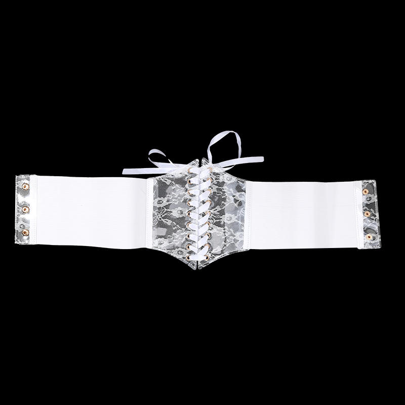 Women Wide Lace Corset Waist Belt Flower Embroidery Nylon Waistband Strap Stretchy Decorative Slimming Body Belts