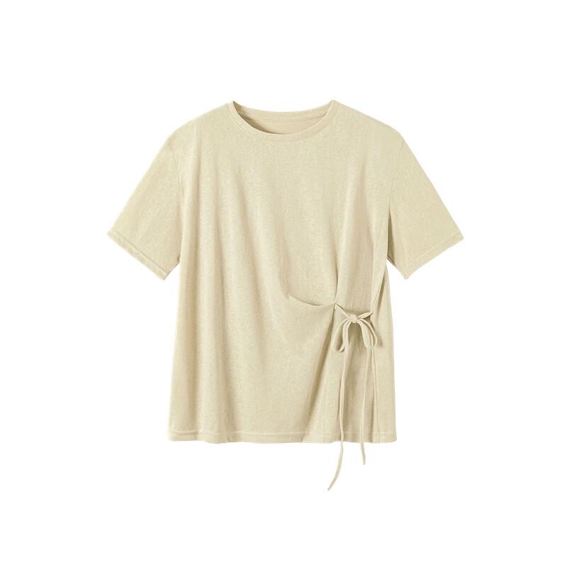 Women s Loose Fit Tie-Waist Crew Neck T-Shirt M хаки