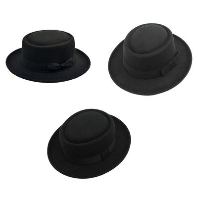 Western Pork Pie Hat Black Wide Brimmed Pork Pie Hat Surprise Gift for Boyfriend