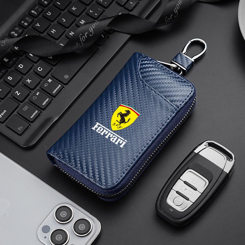 Breloc Mașină Fibra de Carbon Unisex Geantă Chei Organizator Portofel Pentru Ferrari F430 Stradale Roma 488 Spider SF90 LaFerrari Portofino