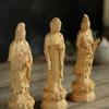 Boxwood Buddha Statue Stand, Amitabha Bodhisattva Buddha Household and Office Decoration, Avalokitesvara, Guanyin Sculpture, 1Pc