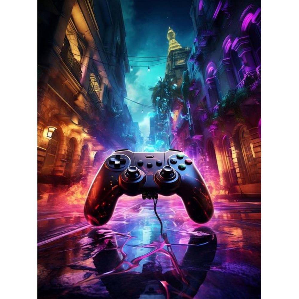 Colorful Neon Light 5D DIY Diamond Painting Kit Game Machine Sticking Diamond Embroidery Handmade Mosaic Home Decoration