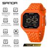 Sanda Creative Square Multifunctional Dual Display Student Watch - Countdown, Alarm, Waterproof, Trendy Electronic Timepiece.