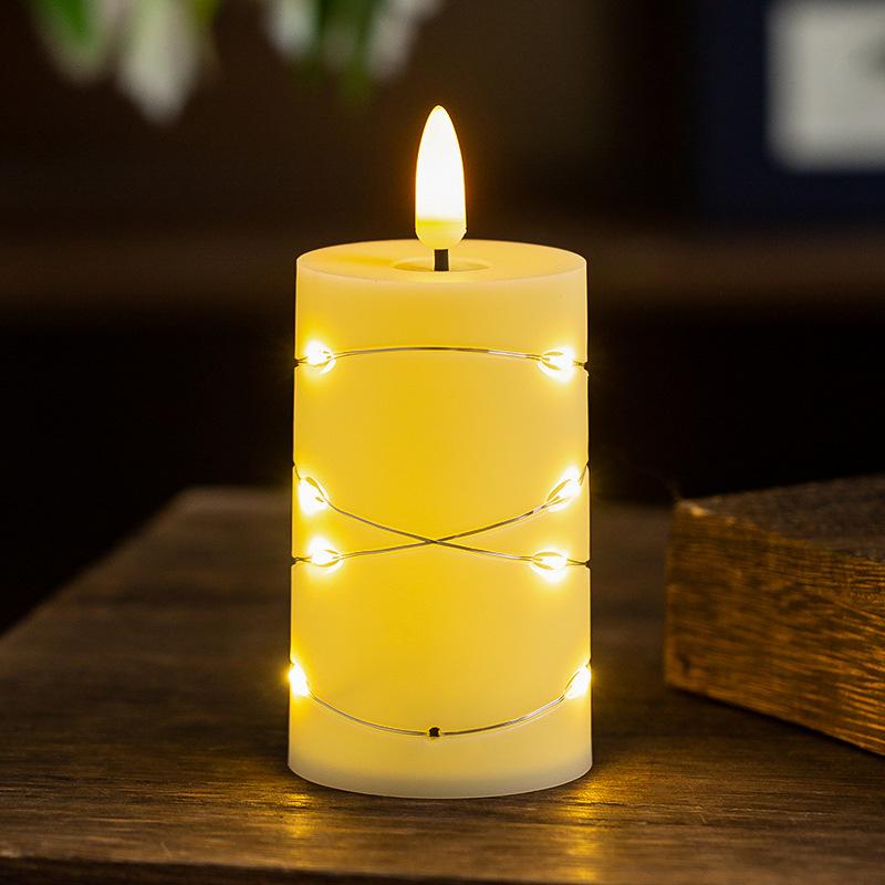 

Светодиодные электронные свечи для дня рождения, кемпинга, ресторана, романтической атмосферы, украшенные рождественскими украшениями, имитация пламени wrapping light line medium