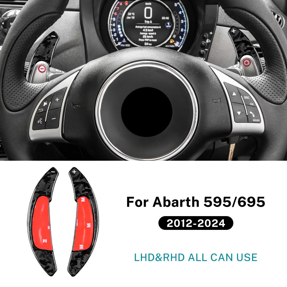 Real Hard Carbon Fiber For Abarth 595 695 2012-2019 2020 2021 2022 2023 2024 Car Steering Wheel Shift Paddle Gear DSG Extension