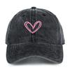Versatile Heartshaped Printed Washed and Aged Baseball Caps for Men and Women Couple Baseball Caps Casual Sun Protection