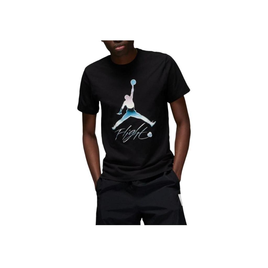 Jordan Solid Pattern Printed Round Neck Short Sleeve T-Shirt Men Tops Black DV8414-010