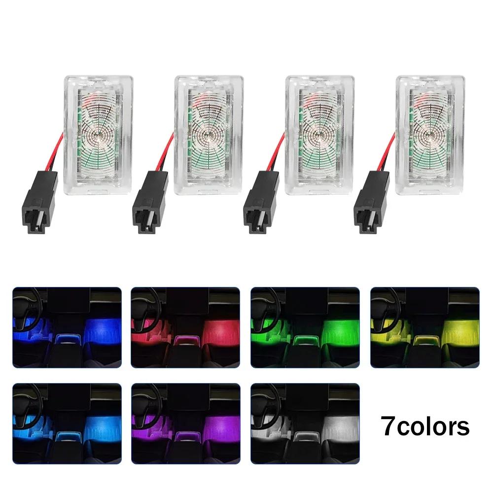 2/4PCS LED HD RGB Footwell Lights Car Seat Lamp 7 Colors For Tesla Model 3 Model Y/S Car LED Atmosphere Decorative Lamp 12V