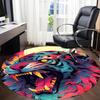 1pc Tiger Flames Office Round Area Rug, Under Office Chairs Bedroom Living Room Home Decor, Room Deco
