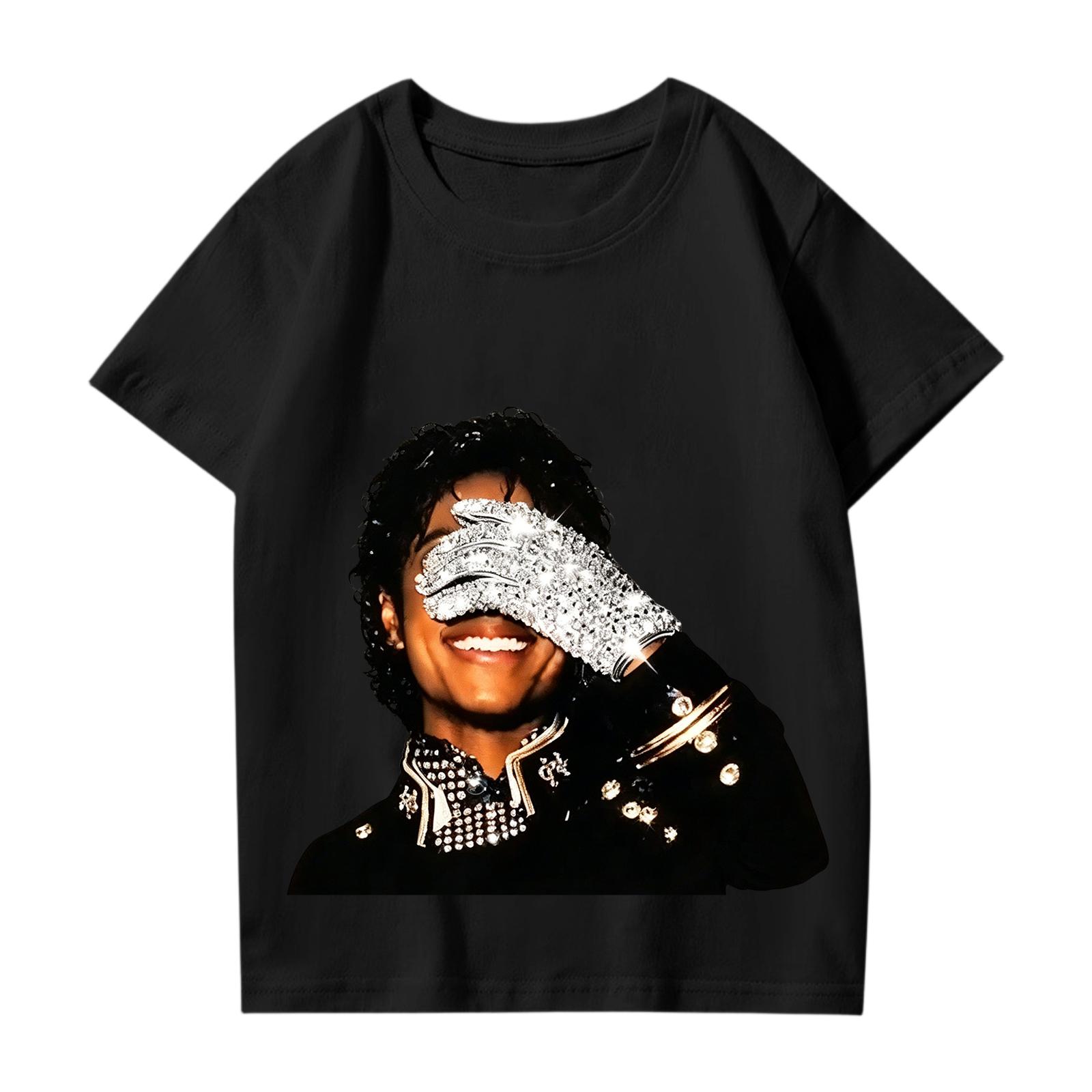 

Модная рабочая одежда с короткими рукавами и круглым вырезом, топы с принтом для детских летних топов 120 чёрный