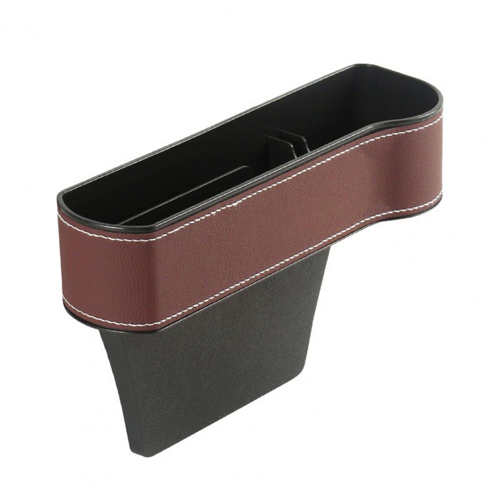 Leather Car Seat Gap Organizer Multifunction Console Crevice Filler Side Storage Box with Cup Holder Car Interior Storage Pocket