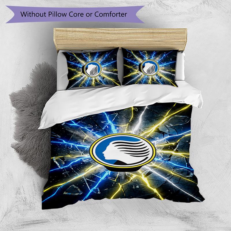Atalanta FC Printed 3PCS Bedding Set Breathable Duvet Cover with Pillowcases Decorative Bed Linen for Bedroom Home