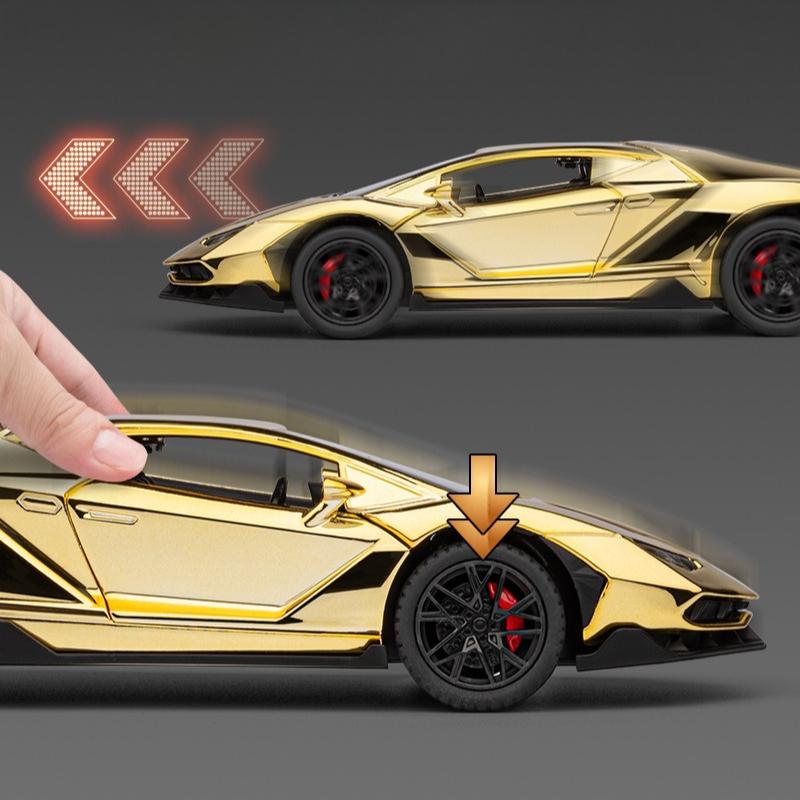 Electroplated 1/24 Lamborghini 770 Supercar Alloy Model Ornaments Toys Diecast Miniature Voiture Children Boy Gift Birthday