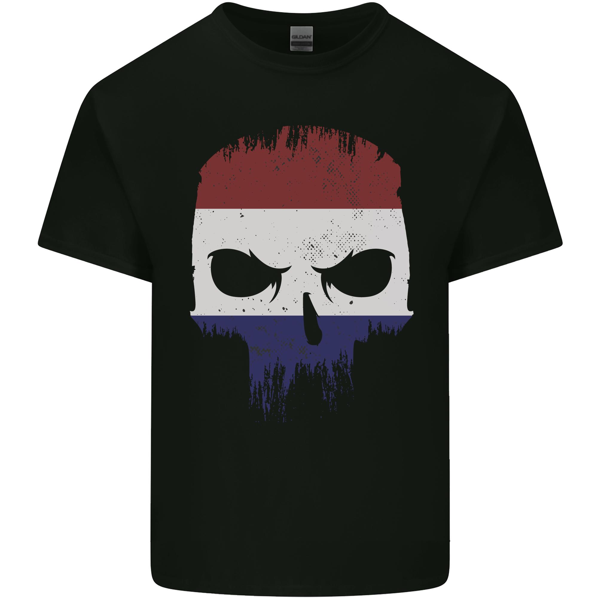Dutch Skull Holland Gym Flag Biker Unisexs Light Cotton TShirt S