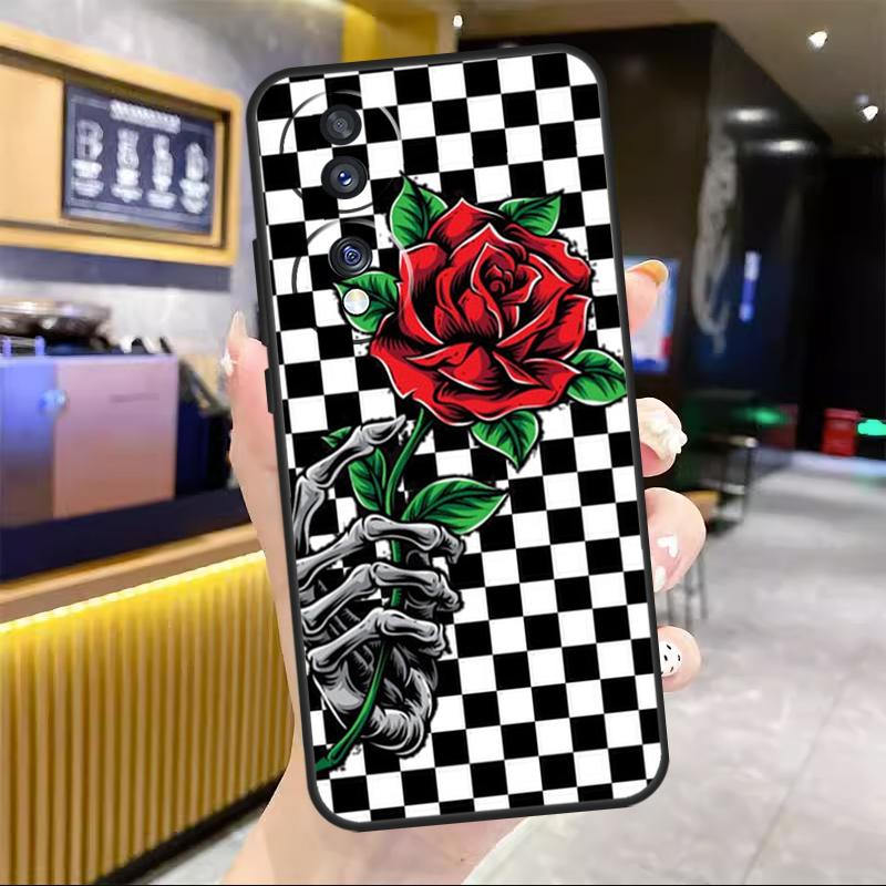 Checkerboard Sunflower For Honor Magic 6 7 8 Pro Case For Honor 90 70 50 Lite 400 200 X8c X8b X9a X9b X9c X9d Win RT