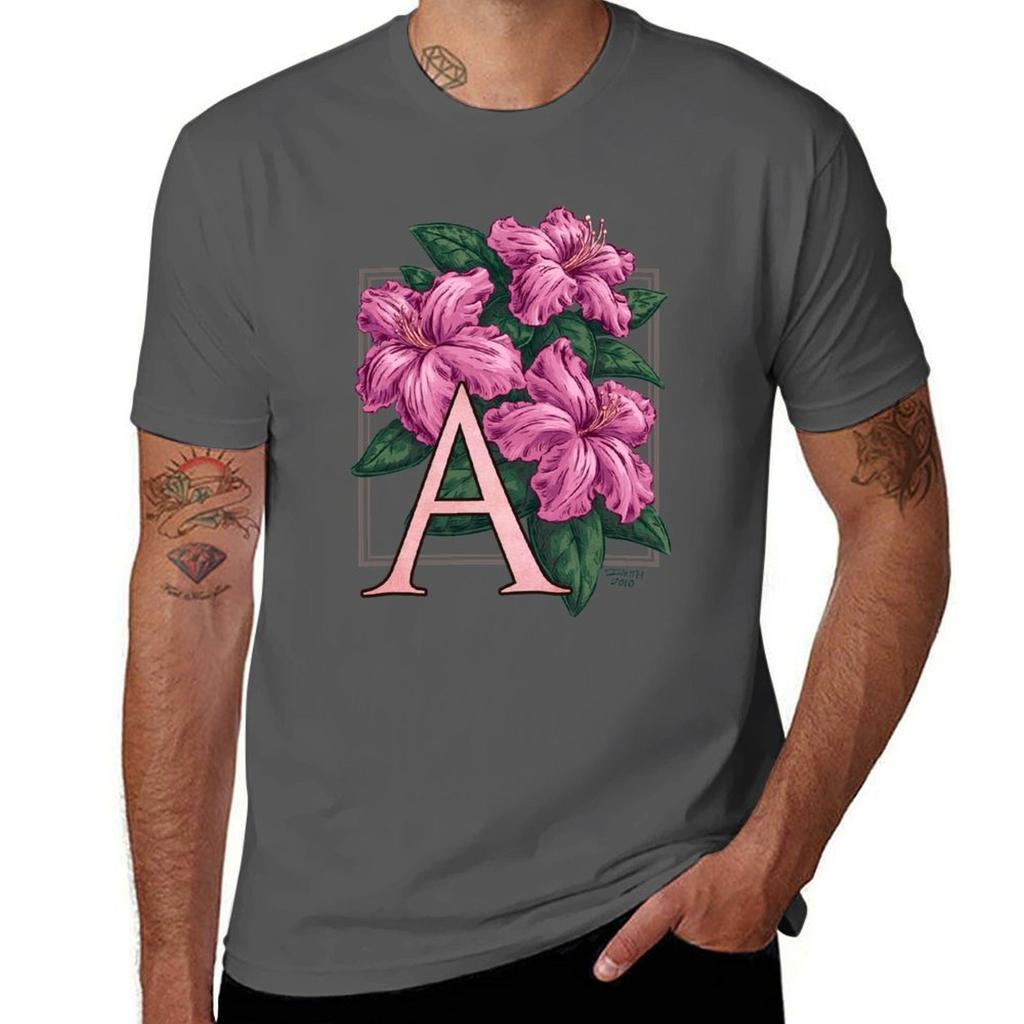A Is For Azalea Flower Monogram Tshirt Water Resistant Casual Tshirt