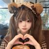 Japanese Style Lolita Bear Ear Headband, Coffee Lace Bow Hair Accessory