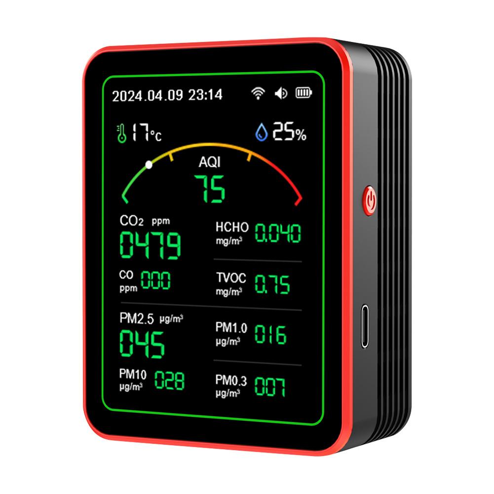 WiFi 15-in-1 Portable AQI PM0.3 PM1.0 PM2.5 PM10 Tester TFT Display Household CO CO2 TVOC HCHO Tester APP Control CO2 Detector