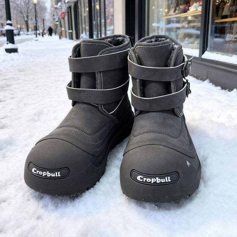 

Winter velvet open smile snow boots women s American ugly cute big head Martin boots women s thermal boots couple cotton shoes 35