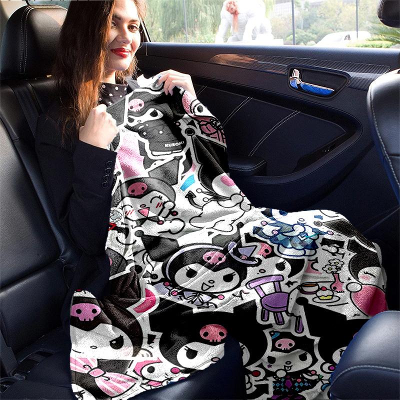 1pc Kuromi Collage Throw Blanket, Cartoon Character Decorative Blanket for Room, Soft Bedding Cover, Perfect Gift for Birthday or Holiday Season, Suit
