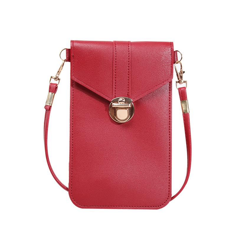 women's tide lock slung pu leather touch-screen mobile phone wallet female retro student buckle small wallet