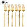 6/24/30Pcs Gold Thin Cutlery Stainless Steel Tableware Western Dinner Set Solid Color Knife Fork Spoon Mirror Kitchen Utensils