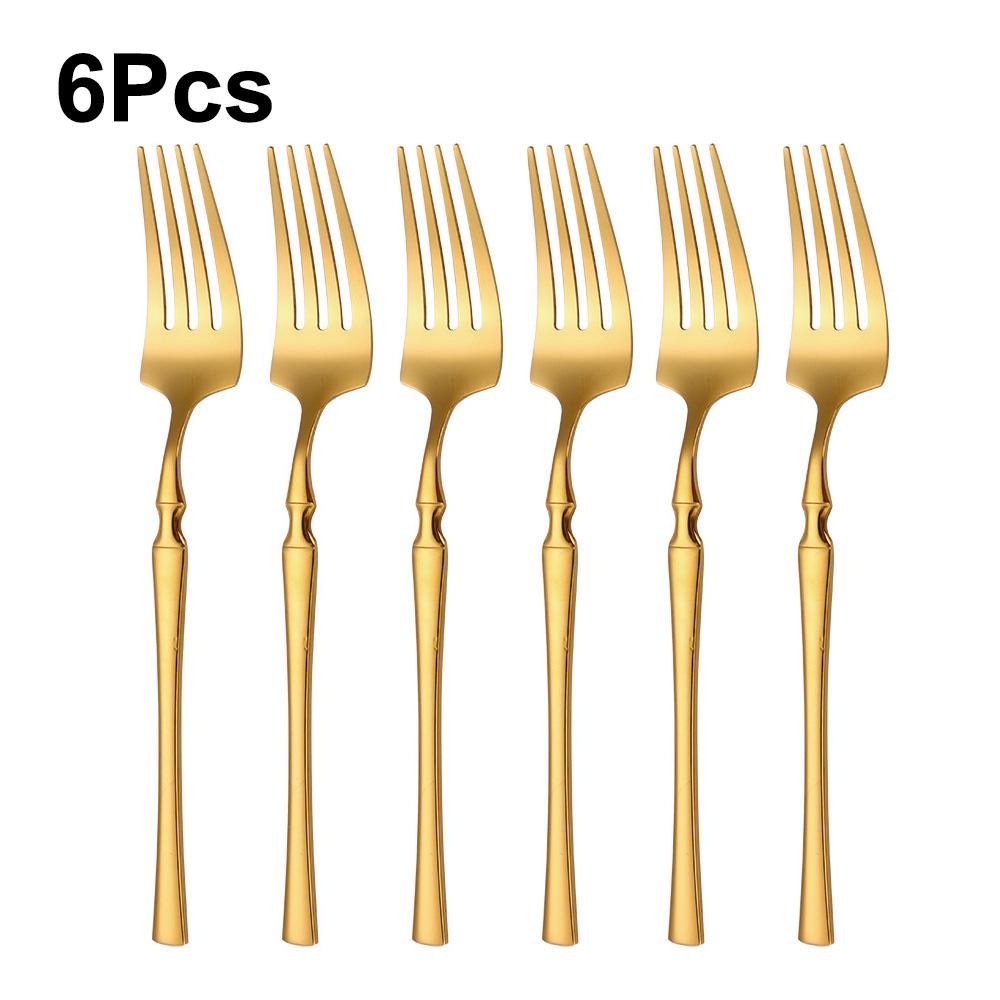 6/24/30Pcs Gold Thin Cutlery Stainless Steel Tableware Western Dinner Set Solid Color Knife Fork Spoon Mirror Kitchen Utensils