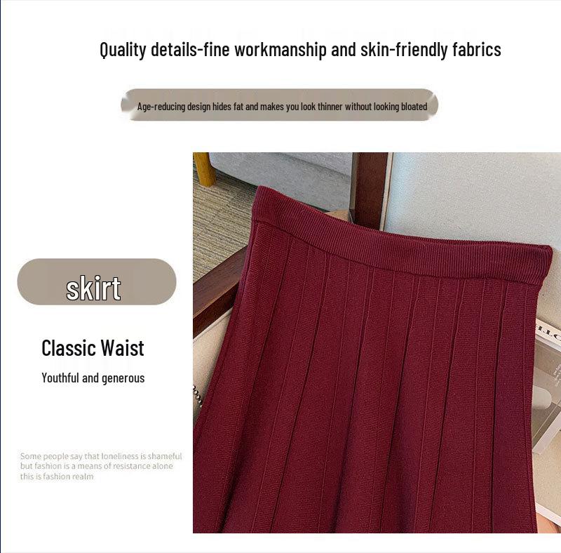 Plus-Size A-Line Sweater Skirt for Women - Slimming, Long, and Loose Fit
